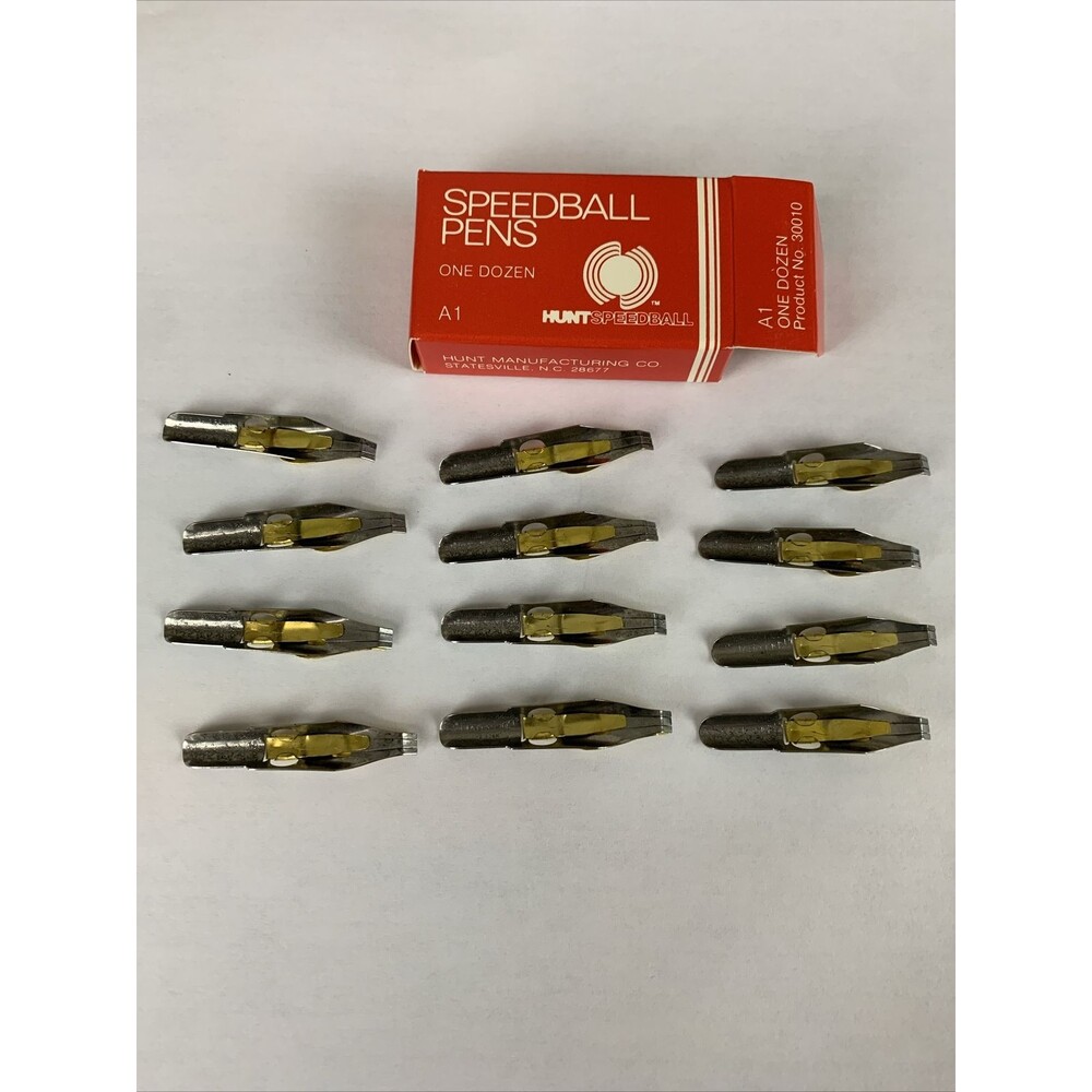 Vintage HUNT SPEEDBALL PENS A-1 Multi-Purpose Calligraphy Pen Ink Nibs Box of 12